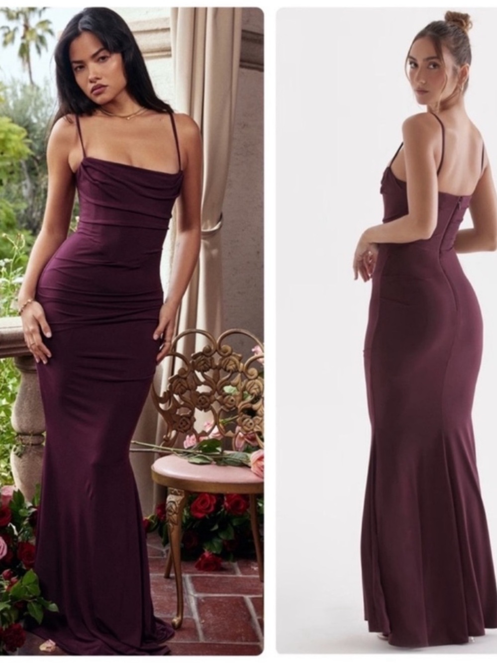 House of CB Milena Maxi Dress Corset Dark Cherry Size Large NWT